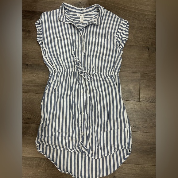 Striped Blue and White Women's Dress - Picture 1 of 4